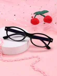 1 件男女通用儿童复古椭圆形黑色眼镜 - 黑色 - 查看 1