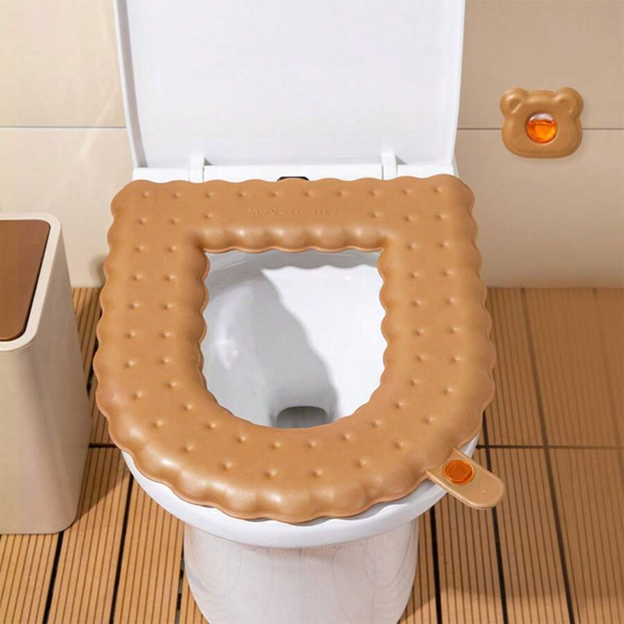 Eva Toilet Mat Cover With Handle For All Seasons Bathroom Fit, Toilet Seat Cover - Cream Color - View 1