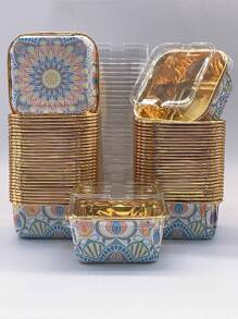 Cakegiugiu 套装、50 个波西米亚风格纸杯蛋糕、50/100 个一次性纸杯蛋糕杯、方形纸质烘焙杯、耐热纸杯蛋糕模具、光面纸杯蛋糕衬垫、松饼杯、蛋糕托，非常适合派对、婚礼、生日和新年！ - 02 - 查看 7