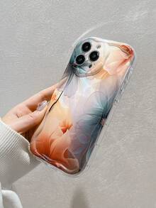 Marble Flower Patterned Light Oil Cream Border Air Bag Shockproof Phone Case Compatible With IPhone15 - Multicolor - View 3