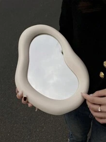 CMYD Studio 1 件不对称陶瓷装饰化妆镜，简约设计桌面装饰镜，适用于卧室/客厅，情人节的理想礼物 - 乳白 - 查看 4