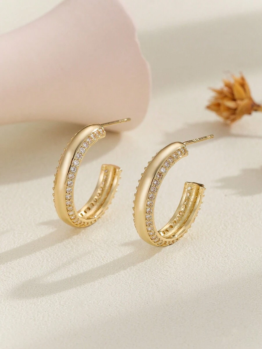 2024最新歐美風格,豪華的銅製微鑲立方氧化鋯工藝耳環,適用於女士的宴會/派對/節慶/商務/日常佩戴 - 誇張華麗風銅微鑲潮款YE0261 - 查看 1