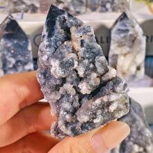 1入組天然水晶sphalerite Druzy Geode能量塔彩虹療癒七輪優雅珠寶裝飾用品桌上裝飾 - 彩色 - 查看 4