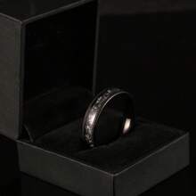 1枚6毫米合成隕石黑色鎢金男士結婚戒指,貼身舒適的訂婚戒指