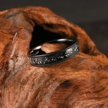 1枚6毫米合成隕石黑色鎢金男士結婚戒指,貼身舒適的訂婚戒指