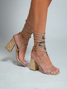 Women Heeled Sandals - Vàng - Xem 2