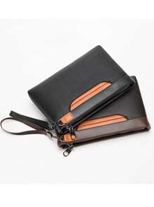 全新商務風格男士手拿包,大容量多層皮革長錢包,現代時尚設計,非常適合週年紀念日、情人節、生日,或作為送給男朋友、丈夫、叔叔、兄弟的禮物手提包腕帶包送給老公的防水男士禮物爸爸禮物 男士情人節禮物 - 黑色 - 查看 1