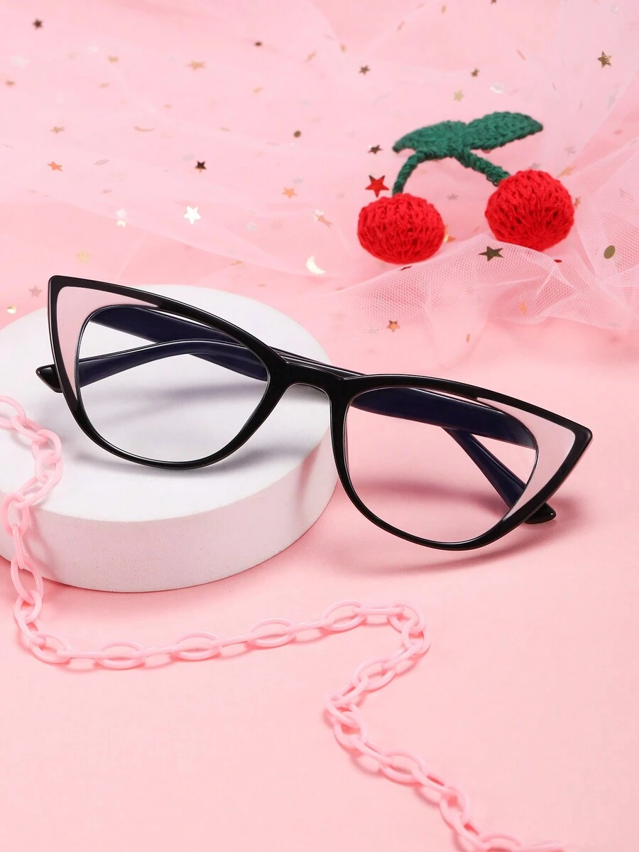 1 件 14-16 岁女孩猫眼眼镜 - 黑色 - 查看 1