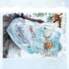 30張「溫暖冬日」雪景材料紙組，DIY相簿和節日禮品必備 - 藍色 - 查看 2