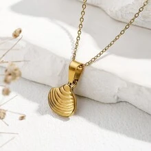 1 件小眾獨特不銹鋼吊墜項鍊,適合女士在節日和日常生活中佩戴 - 金黃色 - 查看 5