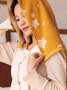 1pc Daytime Starry Sky Home Towel, Original Design Soft Absorbent Towel For Bathroom Face-Cleaning, Both Suitable For Men And Women - Yellow - View 1