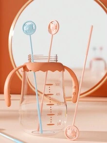 1入組卡通熊形矽膠吸管刷,帶有長柄的瓶子清潔劑,適用於小開口的吸管清潔套裝 - 粉色 - 查看 7