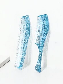 2pcs/Set Portable Smooth Hair Comb Set, Modern Style Transparent & Shiny Hairbrush, Suitable For All Hair Types And Gift For Friends And Family - Multicolor - View 2