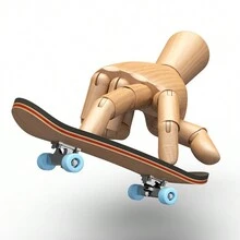 1pc Five-Layer Maple Finger Skateboard With Bearing Wheels, Alloy Truck, Pu Anti-Slip Mat - Light Blue - View 2