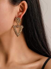 1 对个性化三角形锌合金不对称耳环 - 金色 - 查看 1