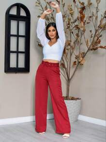 Women Pants - Red - View 1