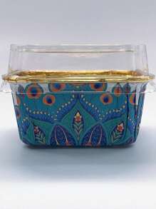 Cakegiugiu Set,50 Bohemian Style Cupcakes,50/100pcs Disposable Cupcake Cups,Square Paper Baking Cup,Heat Resistant Paper Cupcake Molds, Glossy Cupcake Liners,Muffin Cup, Cake Holder, Perfect For Parties,Weddings,Birthdays And The New Year! - 01 - View 4