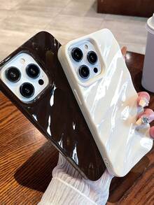 黑色波紋矽膠大孔手機殼,適用於15 14 13 12 11 Pro Max全包式防墜簡約矽膠保護殼配件 - 黑色 - 查看 6