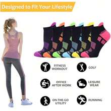 6 Pairs Women Sporty Colorful No-Show Socks With Arch Support And Cushioned Sole, Various Sizes, Comfortable & Soft, Ideal For Running, Jogging, Fitness, Hiking, Cycling, And Everyday Wear, Gym