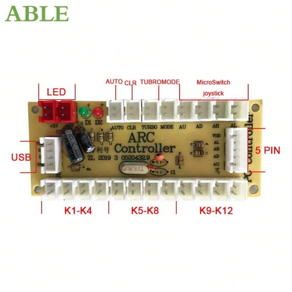 Zero Delay USB Encoder Arcade PC To Joystick Diy Kit 30MM Push Buttons ...