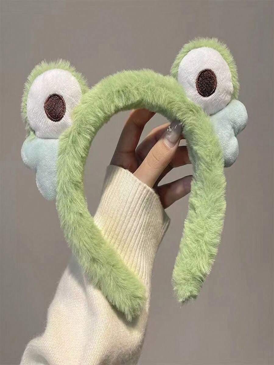 1pc Popular Cartoon Frog Plush Hair Hoop With Big Eyes, Funny Headband For Girls (Random Color) - Random Color - View 1