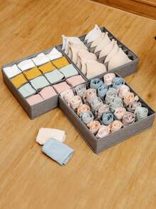 1 件装内衣收纳盒家用抽屉隔板神器衣柜隔间内衣袜子文胸三合一分类盒可折叠袜子内衣收纳盒 - 布艺衣柜梳妆台抽屉整理器，用于内衣、内裤、袜子、三角裤和领带 - 让您的衣服井井有条和隐藏卧室配件 - 灰色 - 查看 8