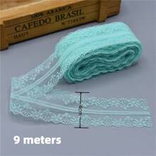 Mint Green 9 Meters Lace Ribbon Tape 40MM Wide Trim Fabric DIY Handicrafts Embroidered Net Cord For Sewing Decoration African Lace Fabric - Mint Green - View 2