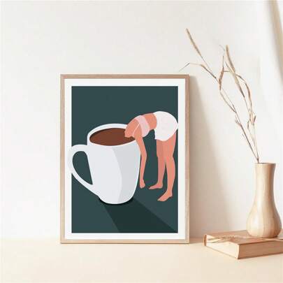 1 幅抽象现代简约创意绘画，客厅、卧室、家居装饰墙面艺术，帆布海报（可选带框）