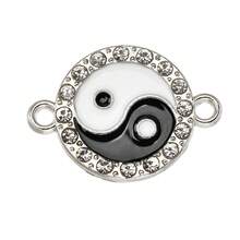 10入組金/銀色雙面鑲嵌螺鈿太極形吊墜,diy珠寶製作材料 - 太極 - 查看 2