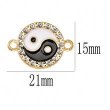 10入組金/銀色雙面鑲嵌螺鈿太極形吊墜,diy珠寶製作材料 - 太極 - 查看 4