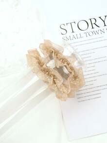 2pcs Mesh Cloth Hairbands With Polka Dot Design And High Elasticity, Harmless Hair Ties For Children, Cute And Seamless - Brown - View 2