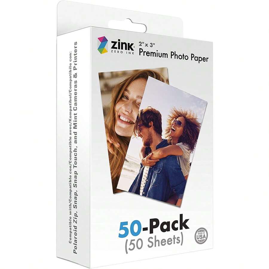 Zink 2"X3" Premium Instant Photo Paper (50 Pack) Compatible With Polaroid Snap, Snap Touch, Zip And Mint Cameras And Printers - Easy To Load, Quality Prints, And Does It All Without Wasteful Cartridges, Inks, Or Toners. - trắng - Xem 1