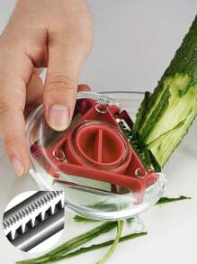 1pc Multifunctional Peeler 3 In 1 Potato Peeler For Kitchen With Fruit And Apple Slicer - Red - View 1