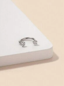 1 件时尚不锈钢莲花鼻钉耳环身体穿孔首饰适合女士情人节、妈妈、母亲节、礼物 - 銀色 - 查看 5