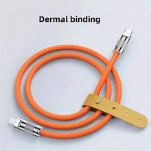 120W Super Fast Charging Cable Metal Zinc Alloy Liquid Silicone Micro USB Type-C Charger Data Cable - Orange - View 3