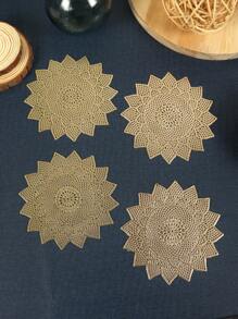 6 件裝金色創意西瓜葉設計杯墊墊家用廚房餐廳酒店農舍節日慶典婚禮派對餐桌裝飾 - 金色 - 查看 2