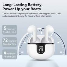 Yisen M84pro Bluetooth Headphones Digital Display With Charging Box Waterproof Headphones And Noise Reduction Sports Headphones - White - View 7