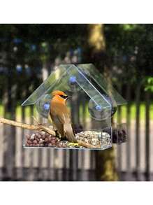 1pc Window Bird Feeder, Hanging Large Bird Feeder, Clear Bird Feeder, Acrylic Bird Feeder With Suction Cup Pet Supplies Clear Wall Hanging Bird Cage - Clear - View 1