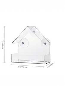 1pc Window Bird Feeder, Hanging Large Bird Feeder, Clear Bird Feeder, Acrylic Bird Feeder With Suction Cup Pet Supplies Clear Wall Hanging Bird Cage - Clear - View 2
