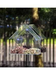1pc Window Bird Feeder, Hanging Large Bird Feeder, Clear Bird Feeder, Acrylic Bird Feeder With Suction Cup Pet Supplies Clear Wall Hanging Bird Cage - Clear - View 8