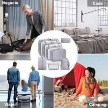 Suitcase Organizer, 8-Piece Set Of Luggage Storage Cases - Light Grey - View 2