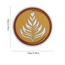 4入組加厚圓形餐墊隔熱杯墊,咖啡杯上有拿鐵藝術圖案,適用於餐桌 - 彩色 - 查看 3