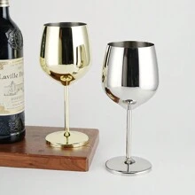 1pc Stainless Steel Red Wine Glass 520ml Electroplated Multicolor Goblet For Wine, Champagne, Burgundy - Silver - View 3