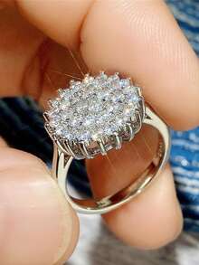 1只女士優雅的幾何訂婚戒指,適合婚禮、紀念日、派對、情人節等場合 - 銀色 - 查看 4