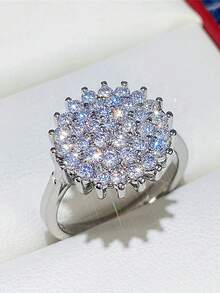 1只女士優雅的幾何訂婚戒指,適合婚禮、紀念日、派對、情人節等場合 - 銀色 - 查看 6