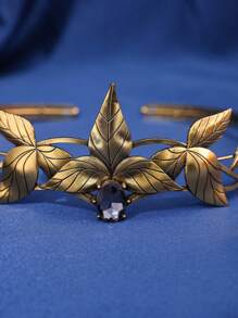 1pc Fashionable Baroque Crown Rhinestone Decor Wedding & Party Headpiece Vintage Valentine's Day Accessories - Gold - View 3