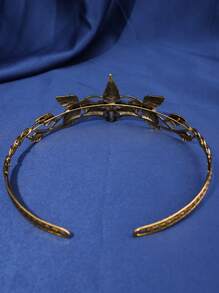 1pc Fashionable Baroque Crown Rhinestone Decor Wedding & Party Headpiece Vintage Valentine's Day Accessories - Gold - View 5