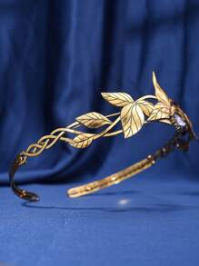 1pc Fashionable Baroque Crown Rhinestone Decor Wedding & Party Headpiece Vintage Valentine's Day Accessories - Gold - View 2