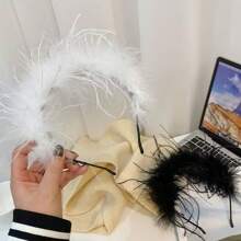 1pc Mori Style Black & White Feather Design Elegant All-Match Women's Hair Accessories Headband - Multicolor - View 2