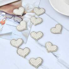 2pcs Heart Shaped Rhinestone & Faux Pearl Buttons For Suits & Shirts Diy Sewing - Multicolor - View 5
